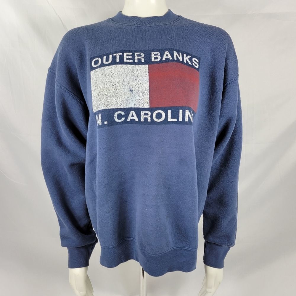 Vintage Outer Banks OBX USA made Fruit of the Loom tag crew neck sweatshirt sz L